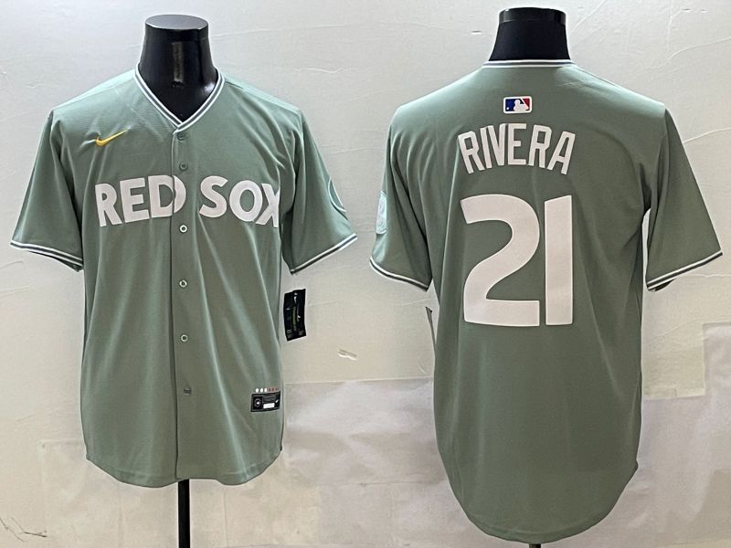 Men Boston Red Sox #21 Rivera Green Joint Name Nike 2025 MLB Jersey style 1